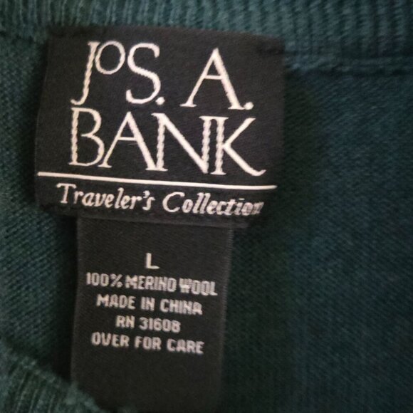 Jos A. Banks Traveler's Collection Pine Grove Green Merino Wool 1/4 Zip Sweater - Picture 5 of 5